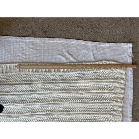 Hearth Hand with Magnolia Cream Bordered Throw Blanket 50x60 Chunky Cable Knit - Picture 5 of 9